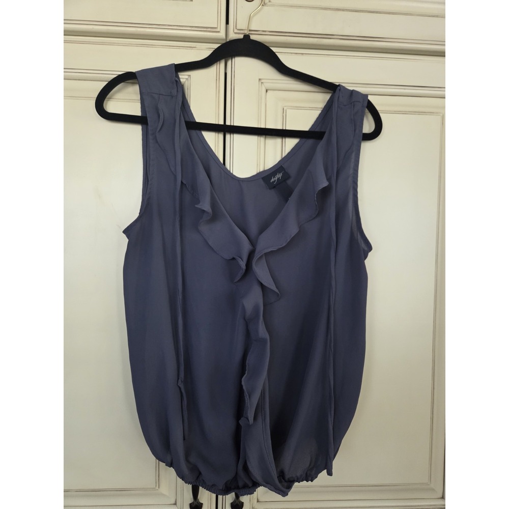 Day‎ Trip Sleeveless Ruffle Top Women's Medium Romantic Boho Blue